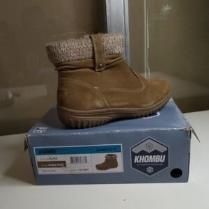 Khombu Chestnut Suede Ankle Boot with Knit Cuff